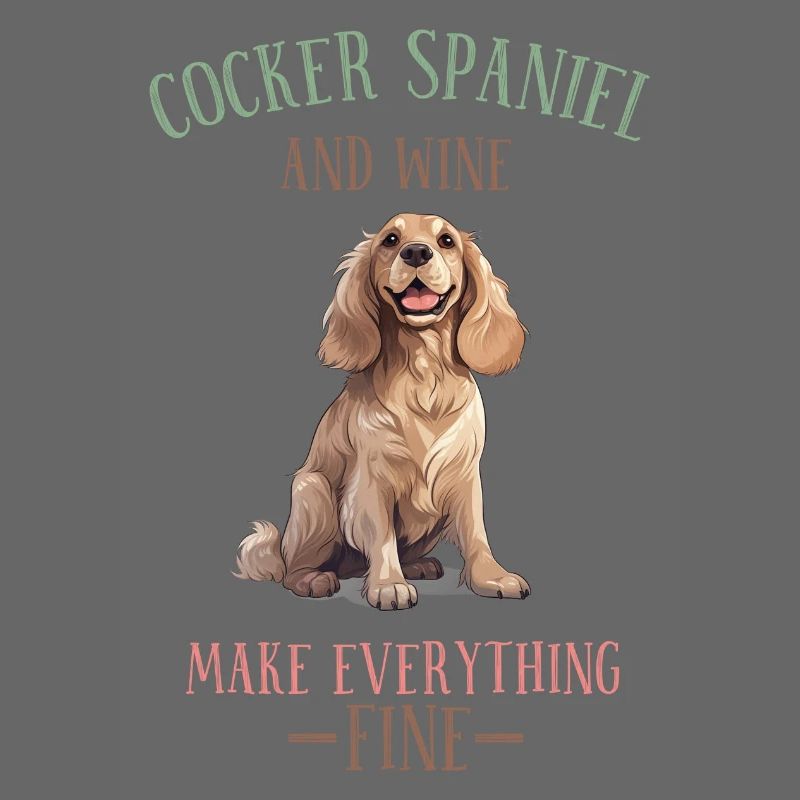Cocker Spaniel and Wine Make Everything Fine
