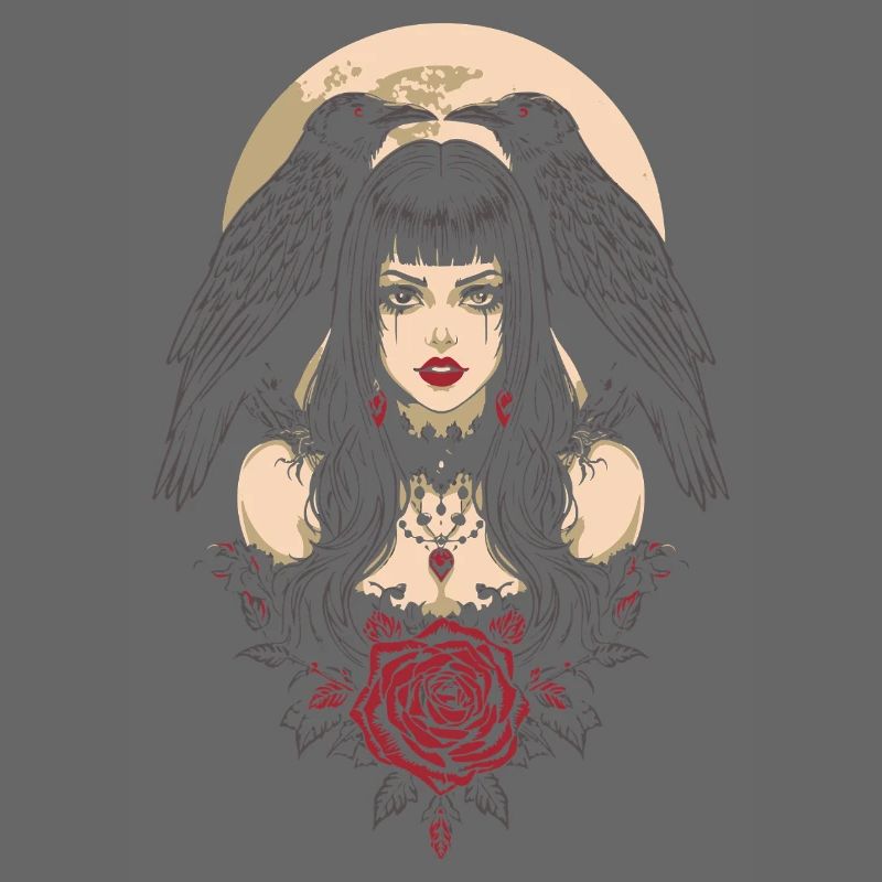 Gothic Mädchen mit Krähen Geschenk