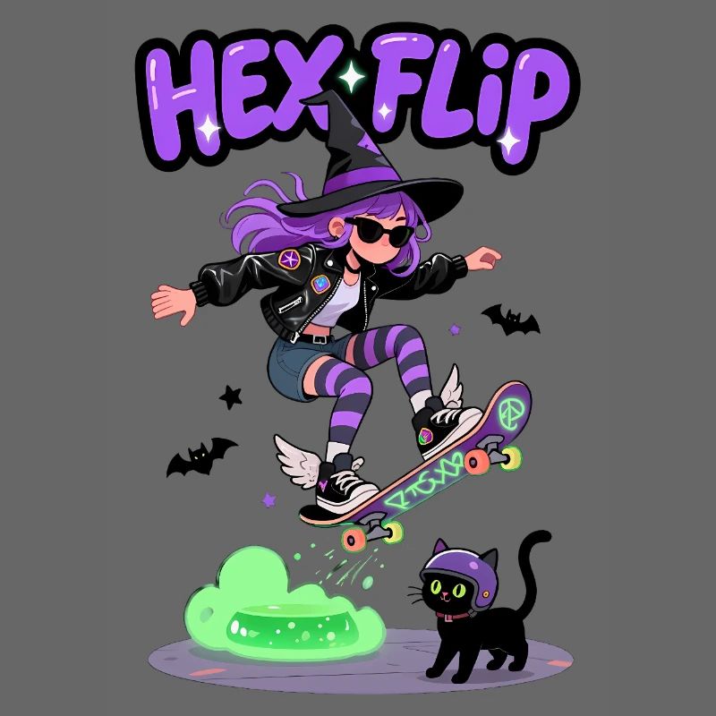Hex Flip Witch Skateboard Design