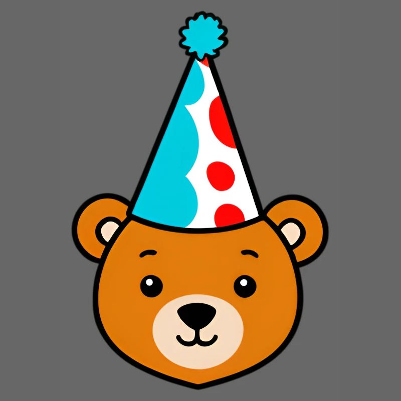 Partybär mit buntem Hut