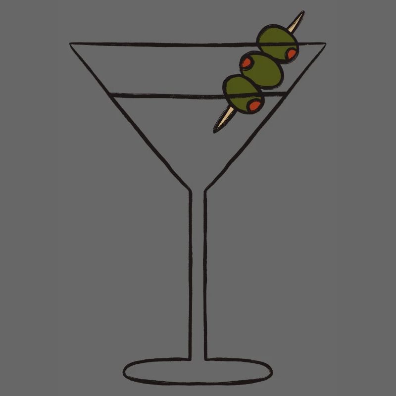 Olive Skewered Martini Silhouette
