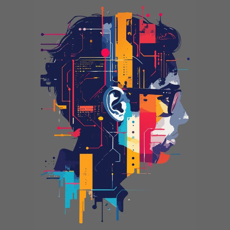 Digital AI Motif PCB Hacker Circuit Art