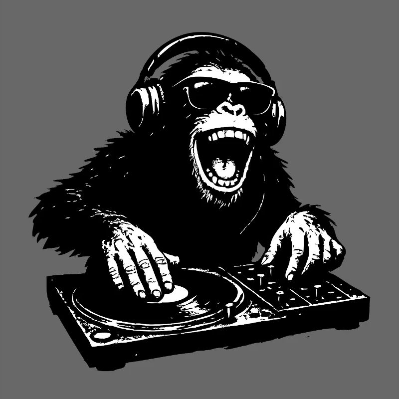 Singe DJ cool à la table de mixage