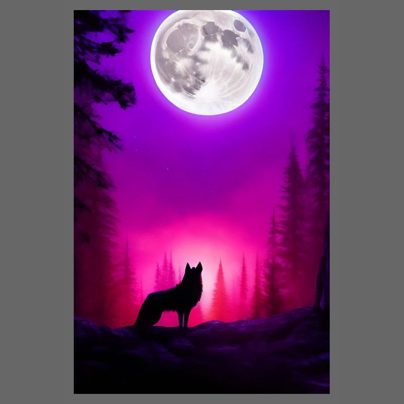 Wolf and Moon