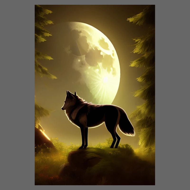 Wolf and Moon