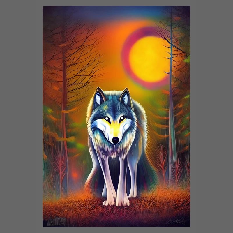 Wolf und Mond