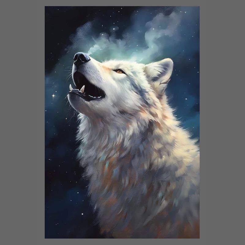 Heulender weißer Wolf