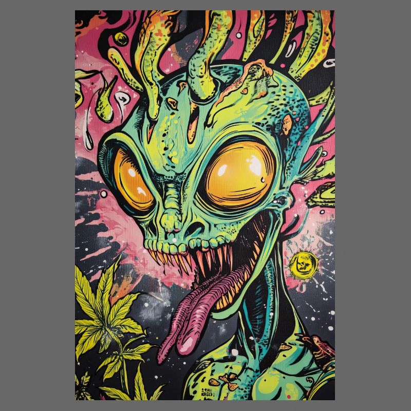 Psychedelischer Alien Neon Graffiti