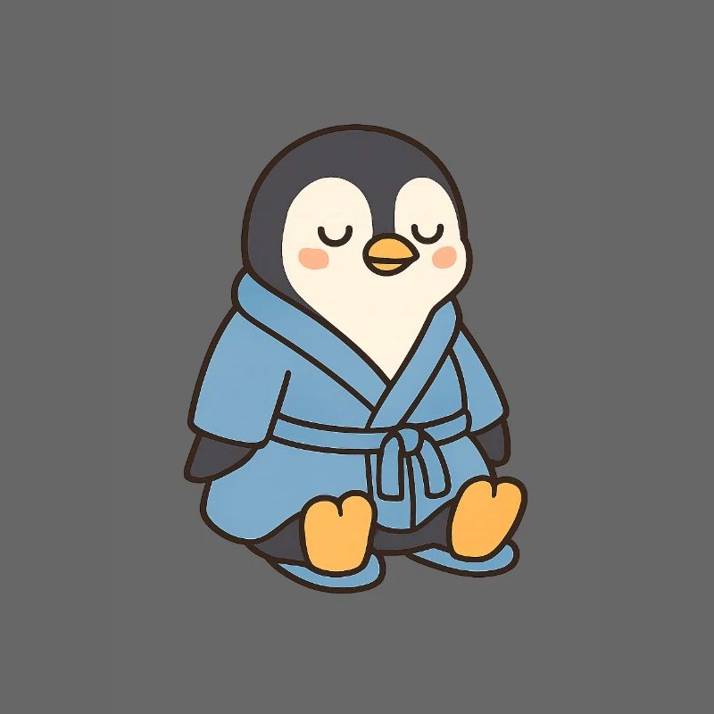 Penguin in a bathrobe