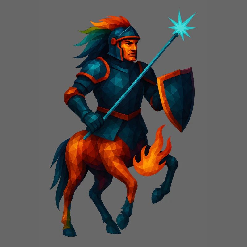 Animal de style WPAP - Centaure en armure avec lance laser