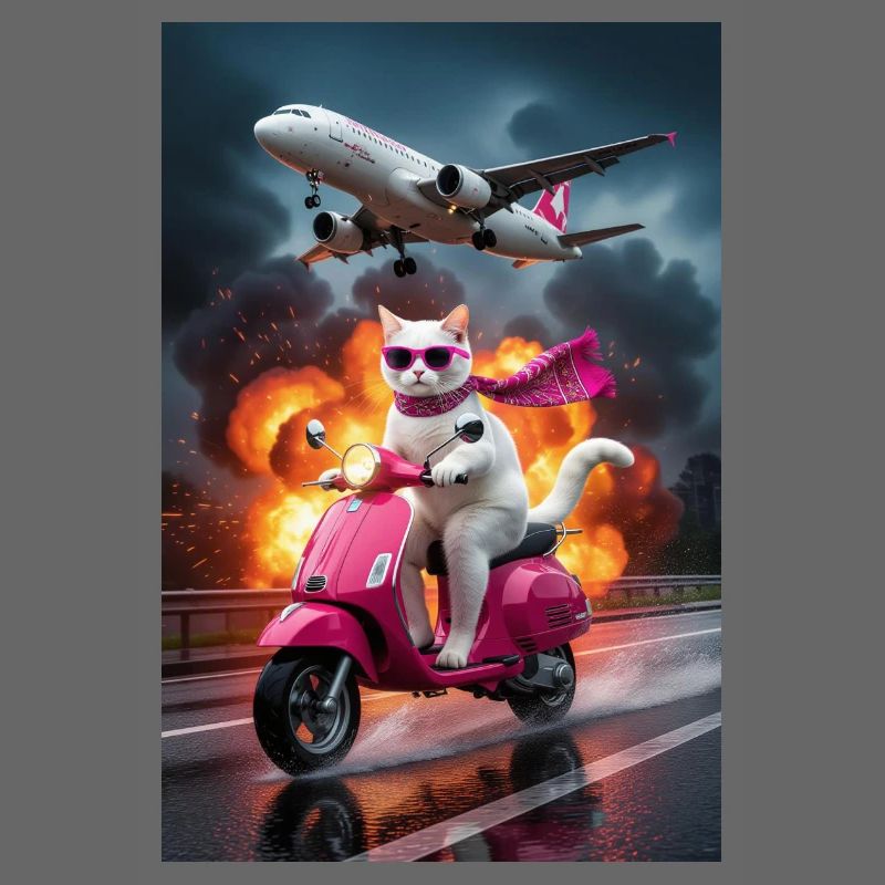 Stylistic Kitten on Scooter