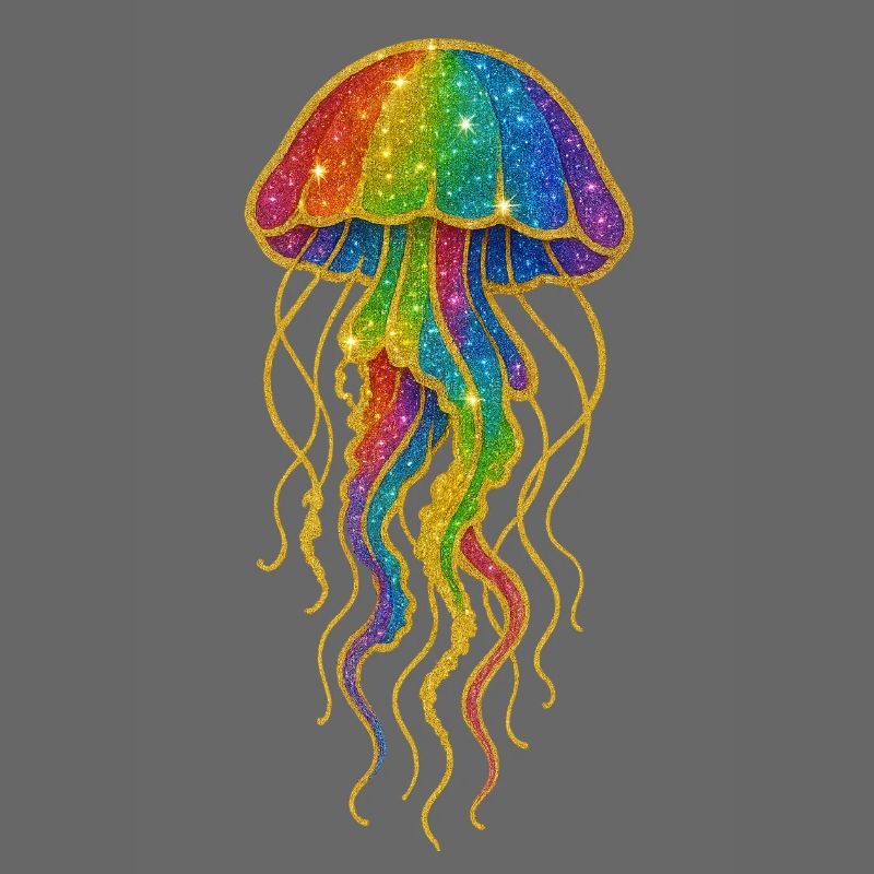 Glitzernder Regenbogenqualle Print
