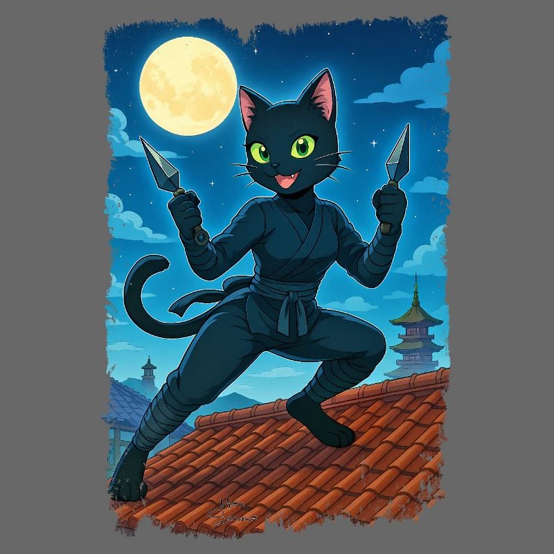 Chat ninja de la lune