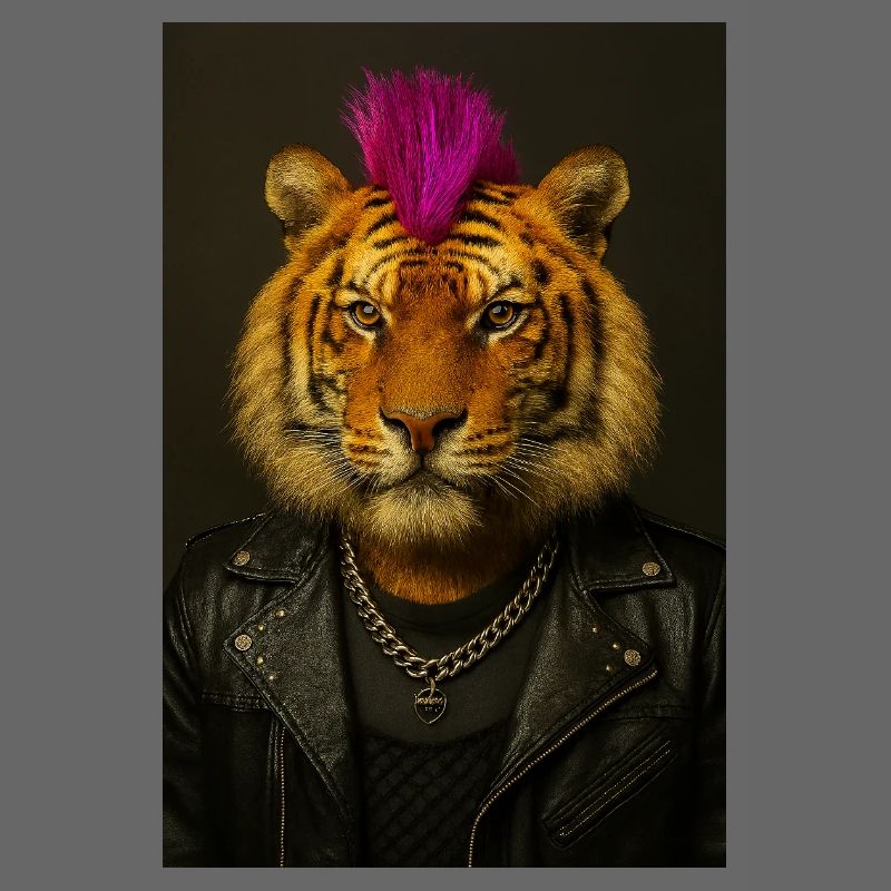 Tiger Punk Mohawk in Leather