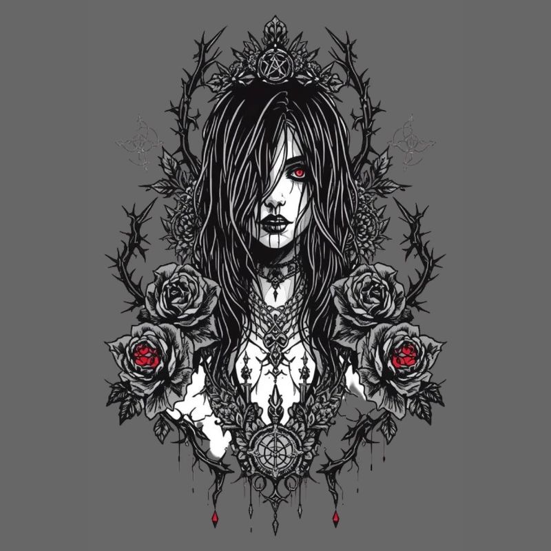 Gothic Rose Frame Portrait
