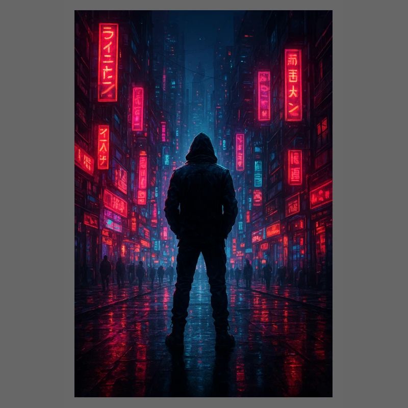 Néon nocturne dans la cyber-cité