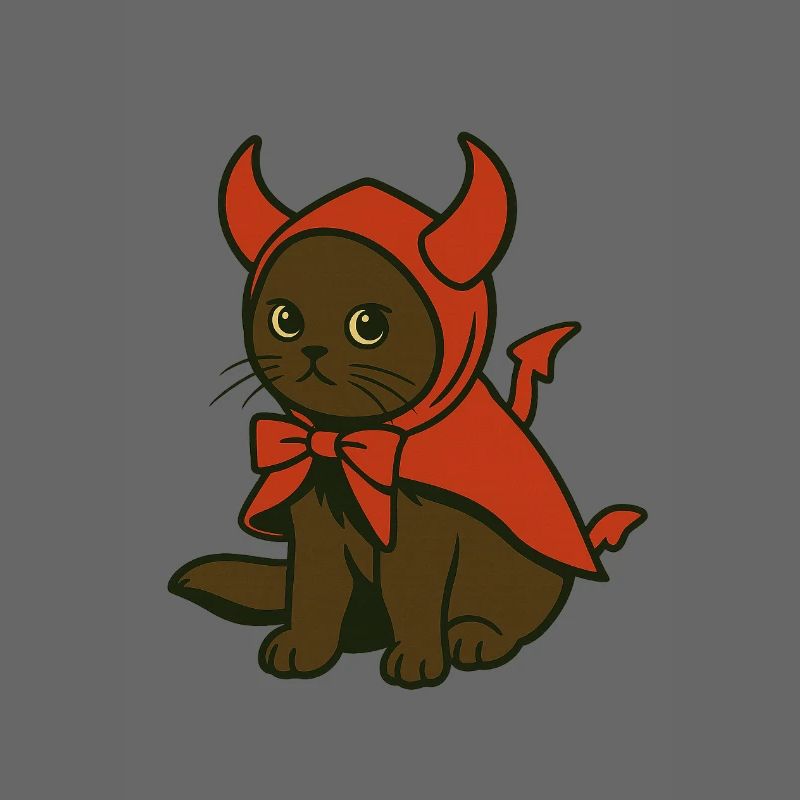 Kitten in red devil costume