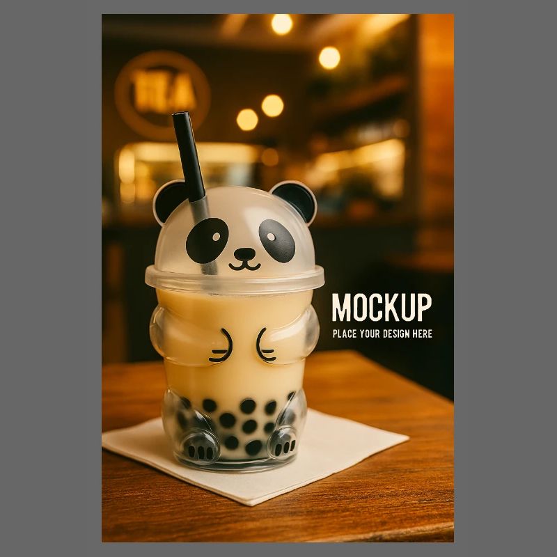 Panda Bubble Tea Cup Illustration