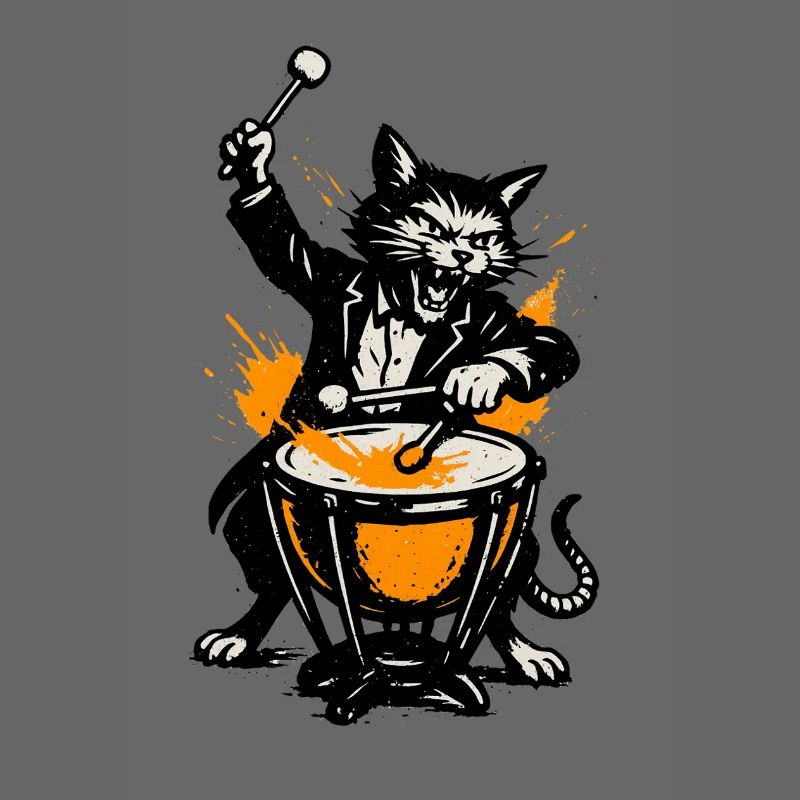 Katzenband Trommelheld im Comicstil