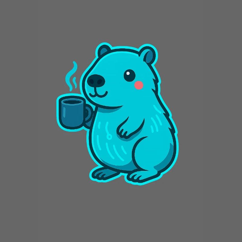 Blauer Capybara mit Kaffee