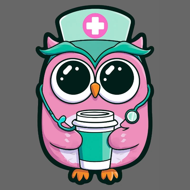 Kawaii Krankenschwester Eule Kaffee