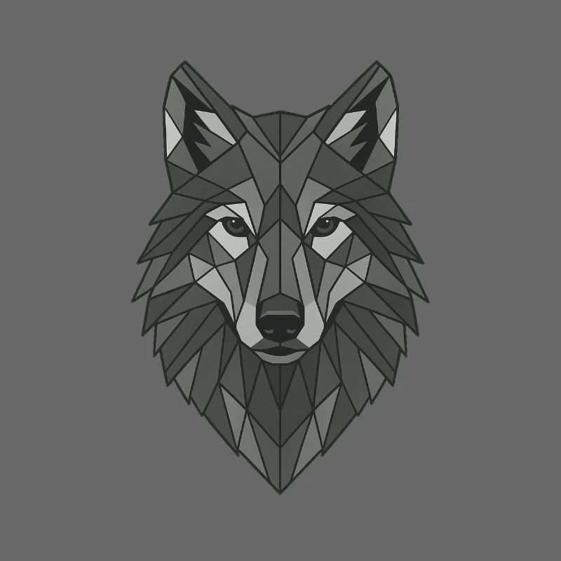 Geometric Gray Wolf Head