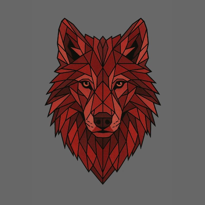 Red Geometric Wolf