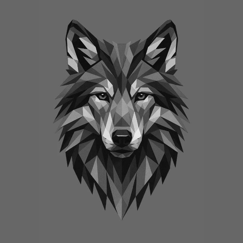 Geometrischer Grauwolf Kopf