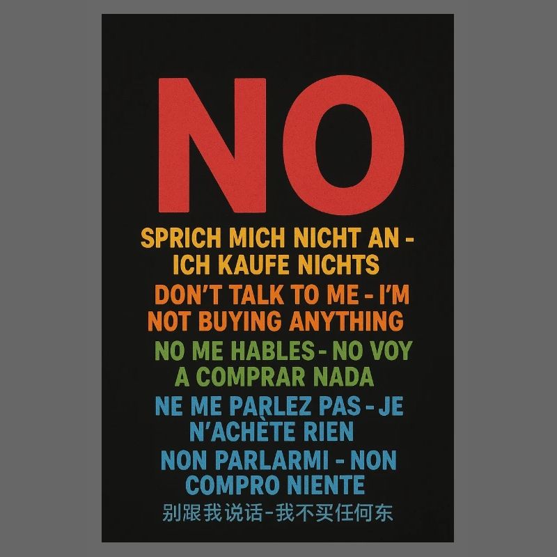 Pas de mot, pas d’achat – Protestation multilingue