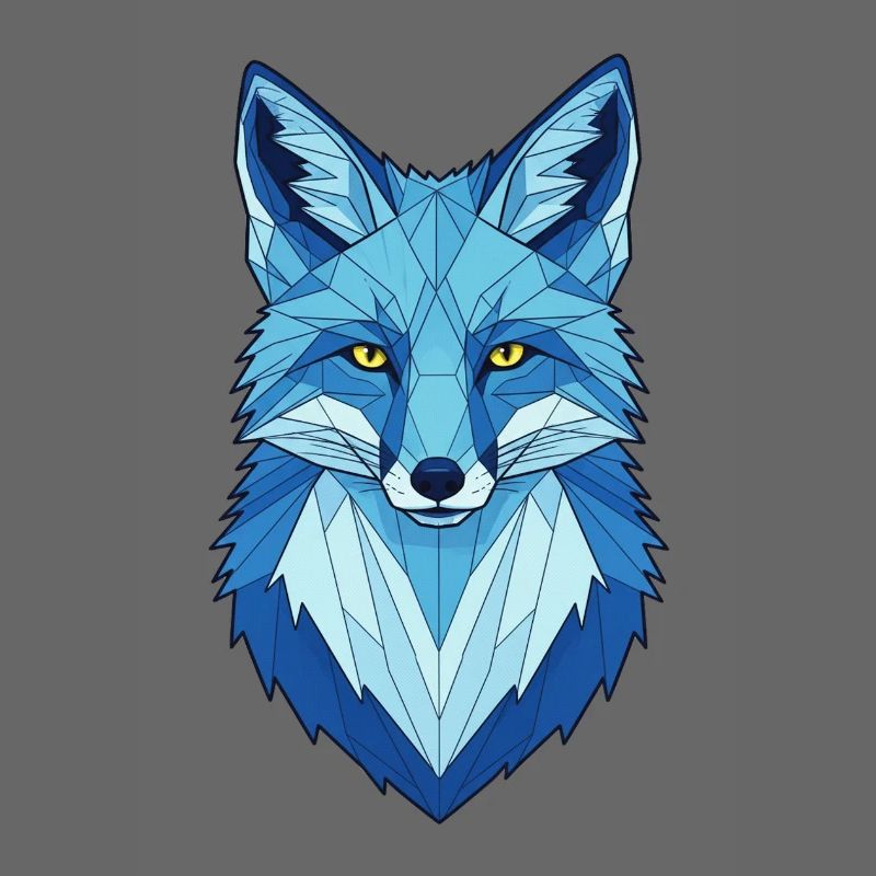 Blue Geometric Wolf Head