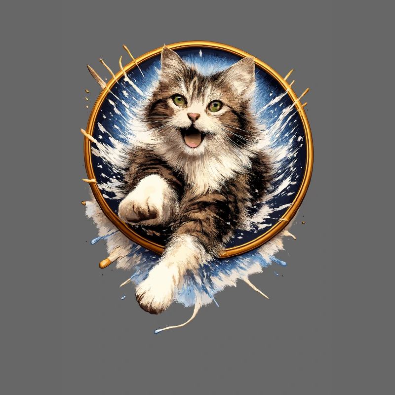 Saut de l’anneau pour chat dans un éclaboussure d’eau