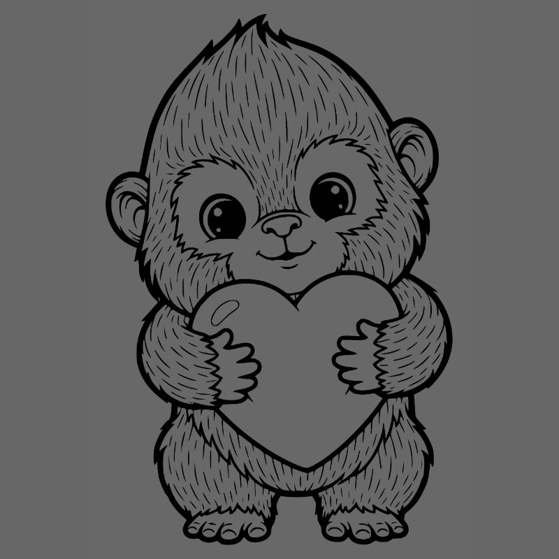 Süßer Affe mit Herz – Liebe Tier Illustration