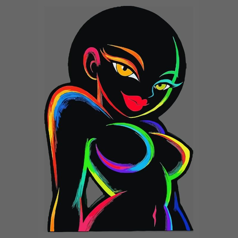 Neon Rainbow Silhouette