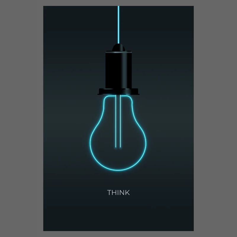 Think – Creative Neon Idea in Electric Blue