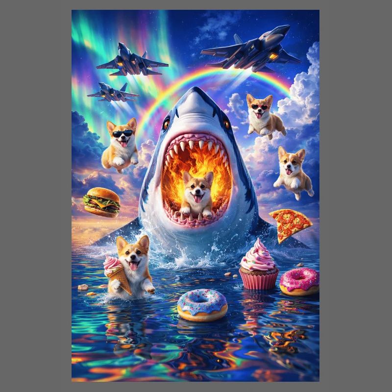 Requin chiot dans le chaos des couleurs