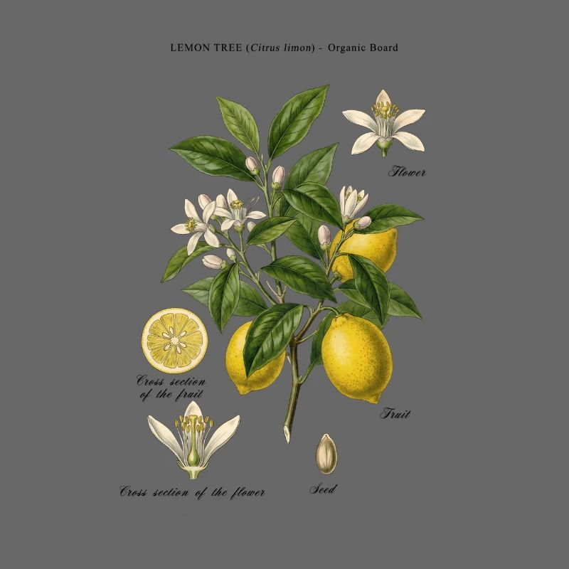 Branche botanique vintage Lemon Tree