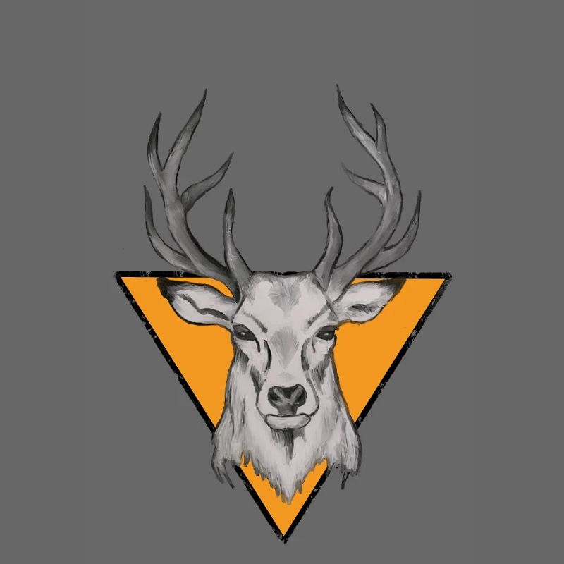 Tête de cerf dans un triangle orange