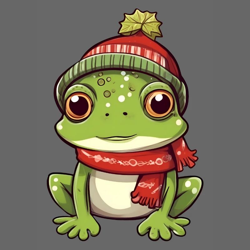 Cute frog in festive winter look!
