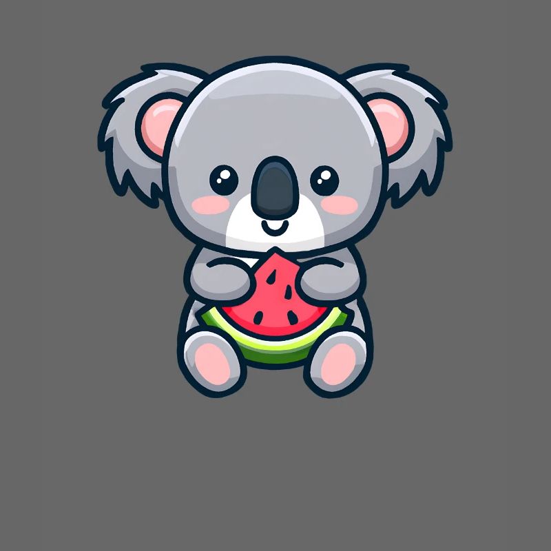 Le koala sucré mange de la pastèque rouge
