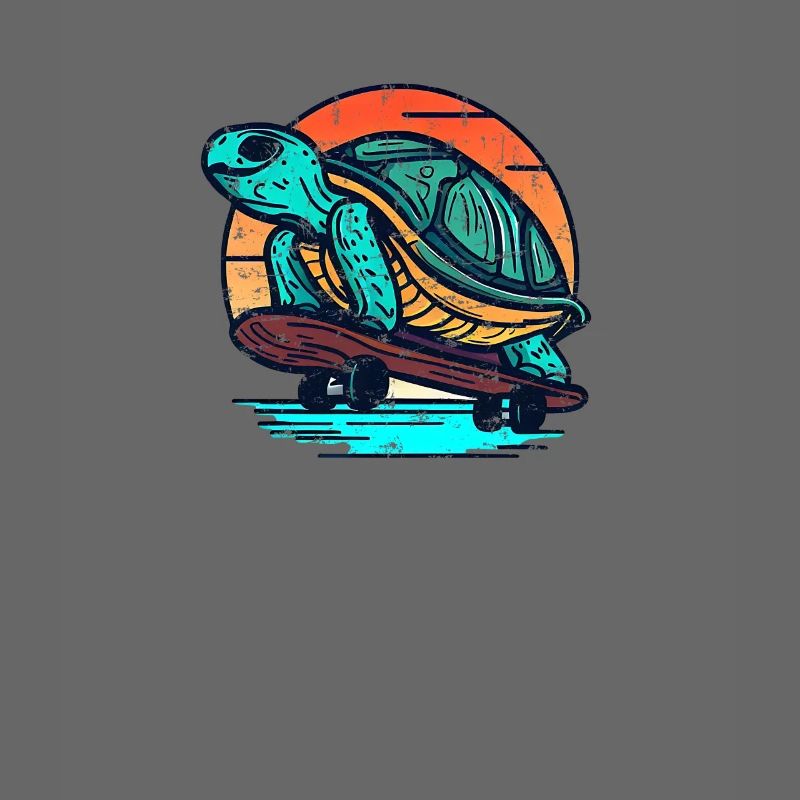 Turtle on Skateboard Sunset Design