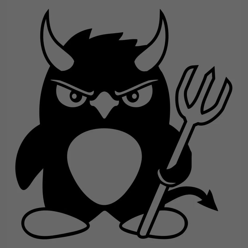 Pingouin Cornes de diable Trident Enfer Mal Satan