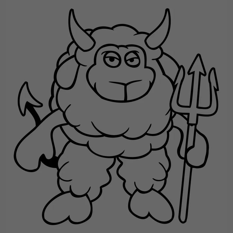 Sheep Devil Satan Hell Evil Trident Horns Cool