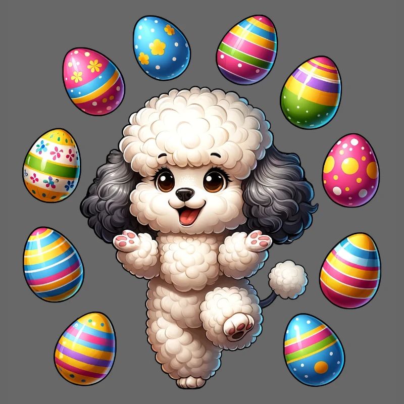 Easter Poodle Artist, Egg Juggling