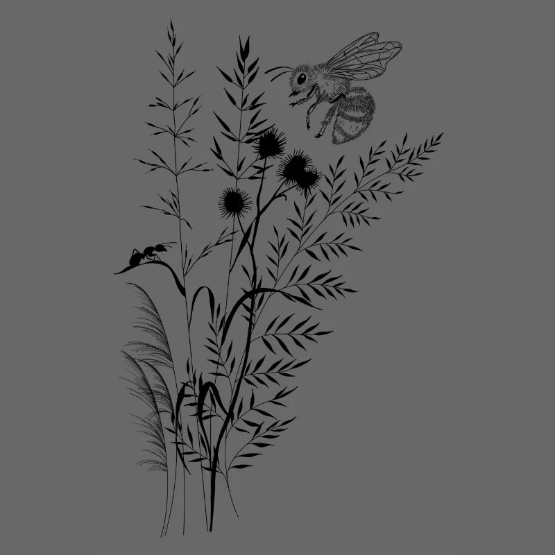 Composition fleurs sauvage et abeille fourmis