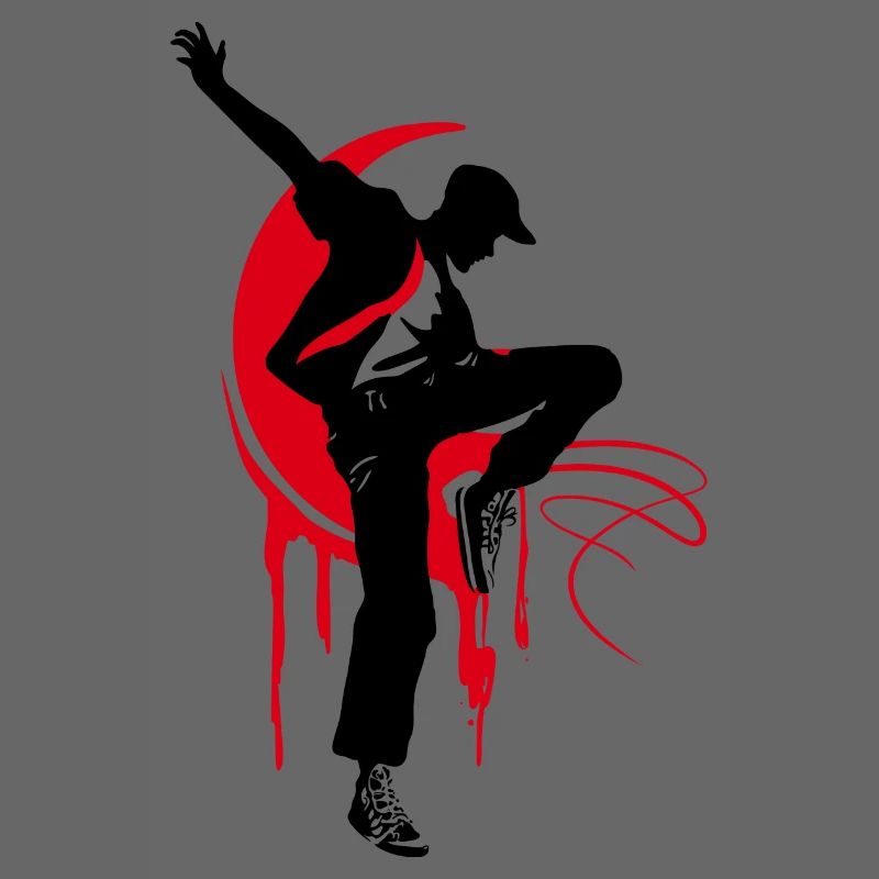 Breakdancer Tänzer Silhouette in Rot Schwarz