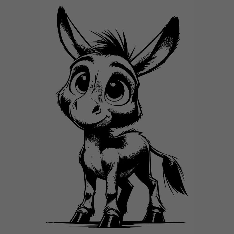 Mignon petit âne dessin au crayon
