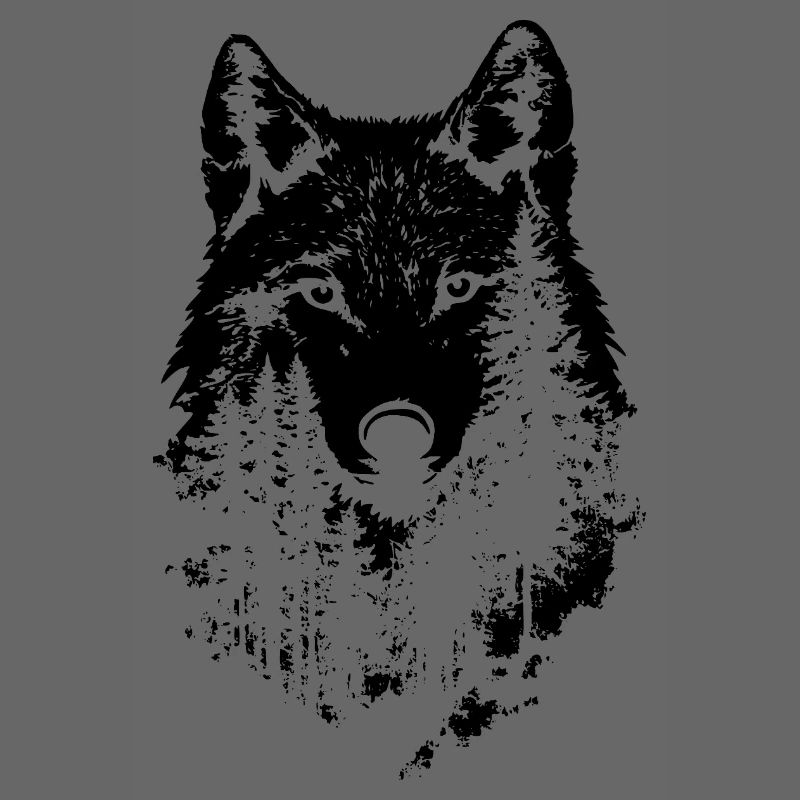 Silhouette de forêt de visage de loup
