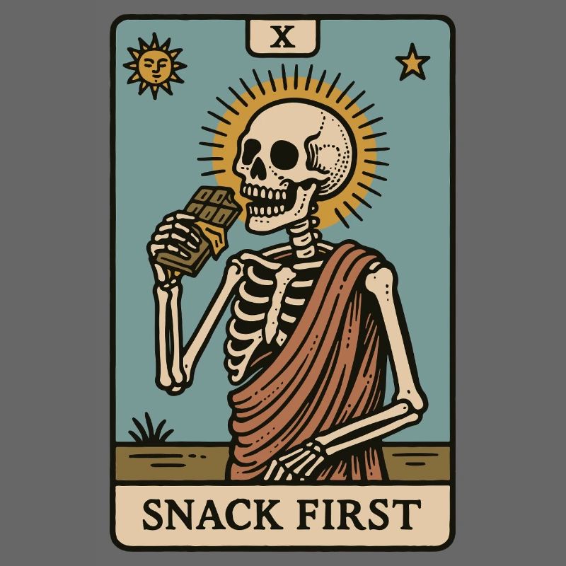 Snack First Skeleton Funny Saying Halloween