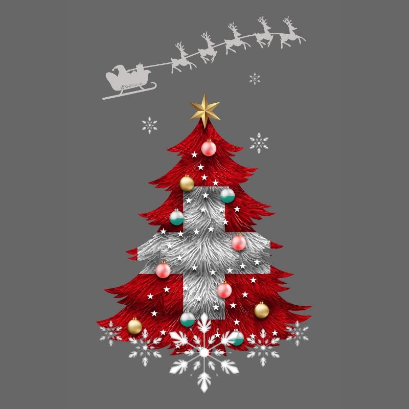 Weihnachtsbaum mit Schweizer Fahne