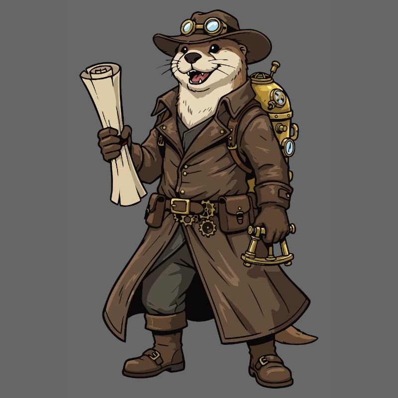 Otter Explorer Steampunk Retro Cartographer